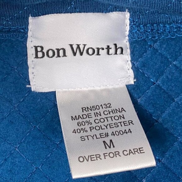 Bon Worth Womens Jacket Medium Quilted Full Zip High Neck Elastic Waist Blue - Picture 5 of 8